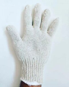 White Cotton Knitted Hand Gloves 1 white cotton knitted hand gloves