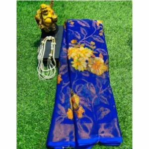 Generic Women's Viscose Rayon Printed Saree With Unstitched Blouse (royal Blue) 1 generic womens viscose rayon printed saree with unstitched blouse royal blue