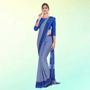 Royal Blue Women's Premium Italian Silk Small Butty Housekeeping Uniform Saree 1 royal blue womens premium italian silk small butty housekeeping uniform saree