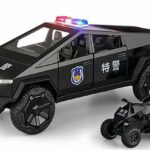 tesla cyber police truck exclusive alloy metal pull back die cast car 124 scale model
